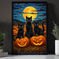 Halloween Black Cat Canvas Painting, Black Cats Pumpkin Patch Wall Art Decor, Spooky Season Poster Gift For Cat Lover