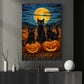 Halloween Black Cat Canvas Painting, Black Cats Pumpkin Patch Wall Art Decor, Spooky Season Poster Gift For Cat Lover
