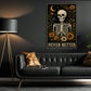 Funny Halloween Gothic Floral Skeleton Canvas Painting, Never Better Wall Art Decor, Spooky Season Poster Gift For Skeleton Lover
