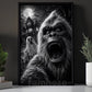 Funny Halloween Sasquatch Haunted House Canvas Painting, Bigfoot Ghost Selfie Spooky Season Wall Art Decor, Halloween Poster Gift For Bigfoot Lover