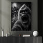 Funny Halloween Sasquatch Haunted House Canvas Painting, Bigfoot Ghost Selfie Spooky Season Wall Art Decor, Halloween Poster Gift For Bigfoot Lover