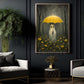 Halloween Rainy Forest Ghost Canvas Painting, Ghost With Yellow Umbrella Spooky Season Wall Art Decor, Halloween Poster Gift For Ghost Lover