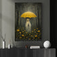 Halloween Rainy Forest Ghost Canvas Painting, Ghost With Yellow Umbrella Spooky Season Wall Art Decor, Halloween Poster Gift For Ghost Lover