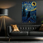 Halloween Black Cat Canvas Painting, Starry Night Moonlit Kitten Wall Art Decor, Spooky Season Poster Gift For Cat Lover