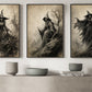 Set Of 3 Halloween Gothic Witch Canvas Painting, Dark Witch Trio Wall Art Decor, Spooky Season Poster Gift For Witch Lover