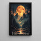 Halloween Full Moon Mountain Canvas Painting, Dark Forest Landscape Wall Art Decor, Spooky Season Poster Gift