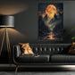 Halloween Full Moon Mountain Canvas Painting, Dark Forest Landscape Wall Art Decor, Spooky Season Poster Gift