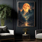 Halloween Full Moon Mountain Canvas Painting, Dark Forest Landscape Wall Art Decor, Spooky Season Poster Gift