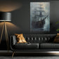 Halloween Ghost Pirate Ship Canvas Painting, Sailing Into The Afterlife Wall Art Decor, Spooky Season Poster Gift For Ghost Lover