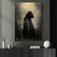 Halloween Black Cat Canvas Painting, Gothic Black Cat Skeleton Wall Art Decor, Spooky Season Poster Gift For Cat Lover