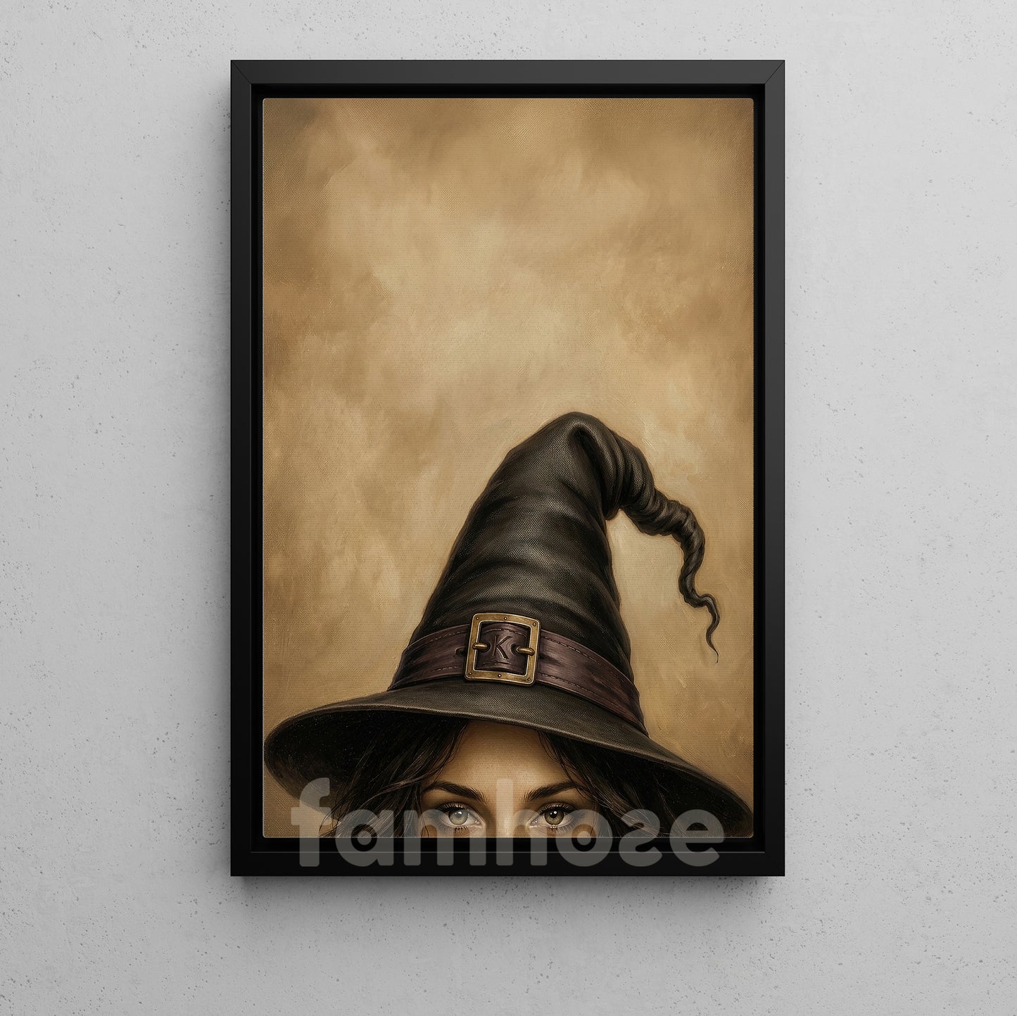 Funny Halloween Witch Canvas Painting, The Witch Is Watching Wall Art Decor, Spooky Season Poster Gift For Witch Lover
