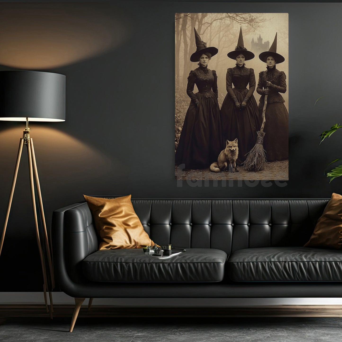 Halloween Witches Canvas Painting, Victorian Witch Wall Art Decor, Spooky Season Poster Gift For Witch Lover