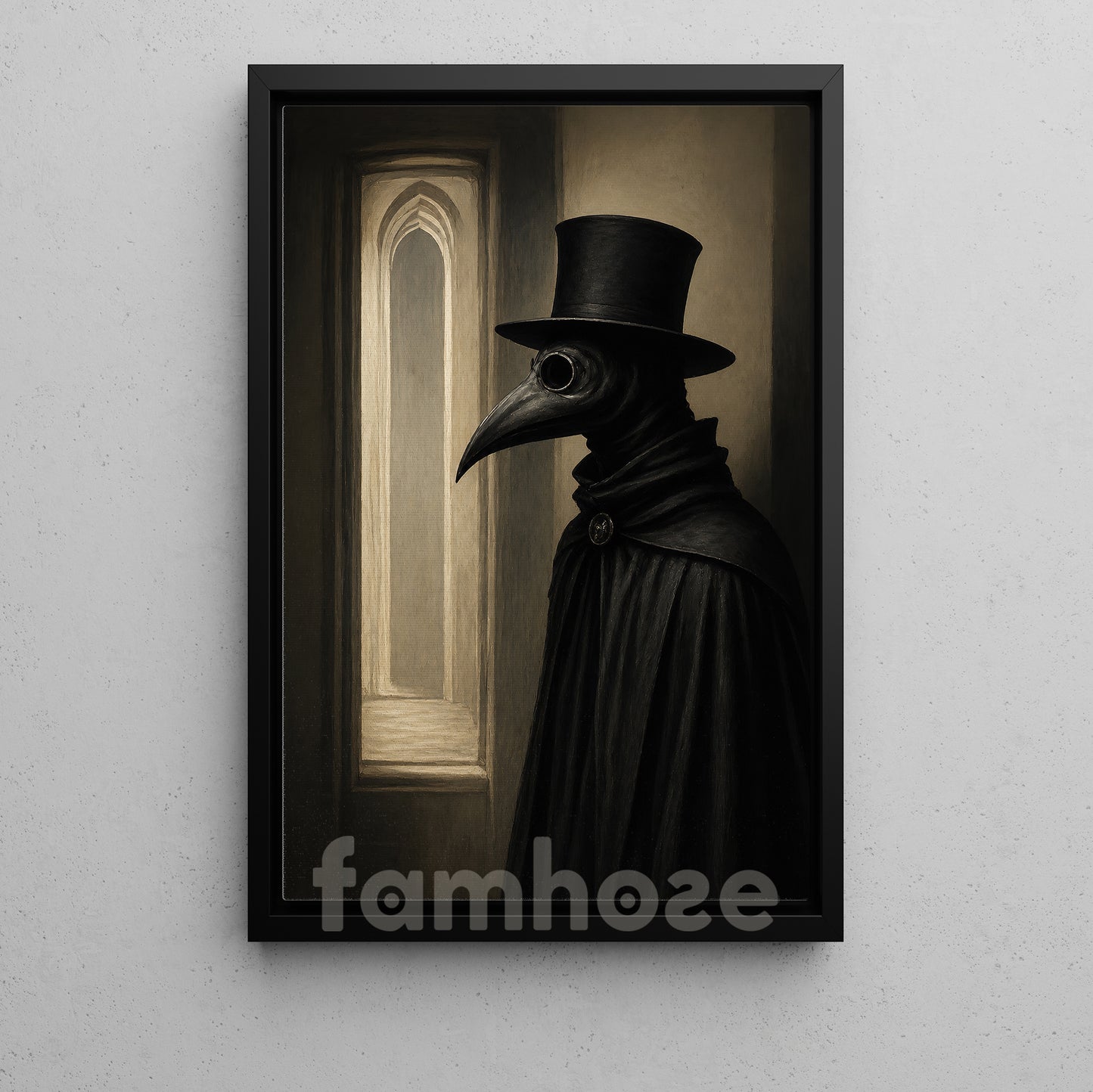 Halloween Plague Doctor Canvas Painting, Gothic Dark Doctor Wall Art Decor, Spooky Season Poster Gift