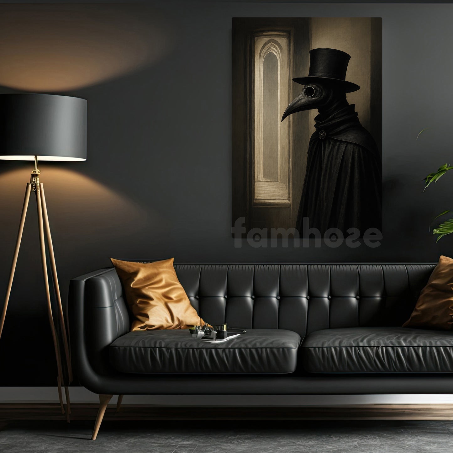 Halloween Plague Doctor Canvas Painting, Gothic Dark Doctor Wall Art Decor, Spooky Season Poster Gift
