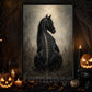 Halloween Black Horse Canvas Painting, Gothic Black Horse Skeleton Wall Art Decor, Spooky Season Poster Gift For Horse Lover