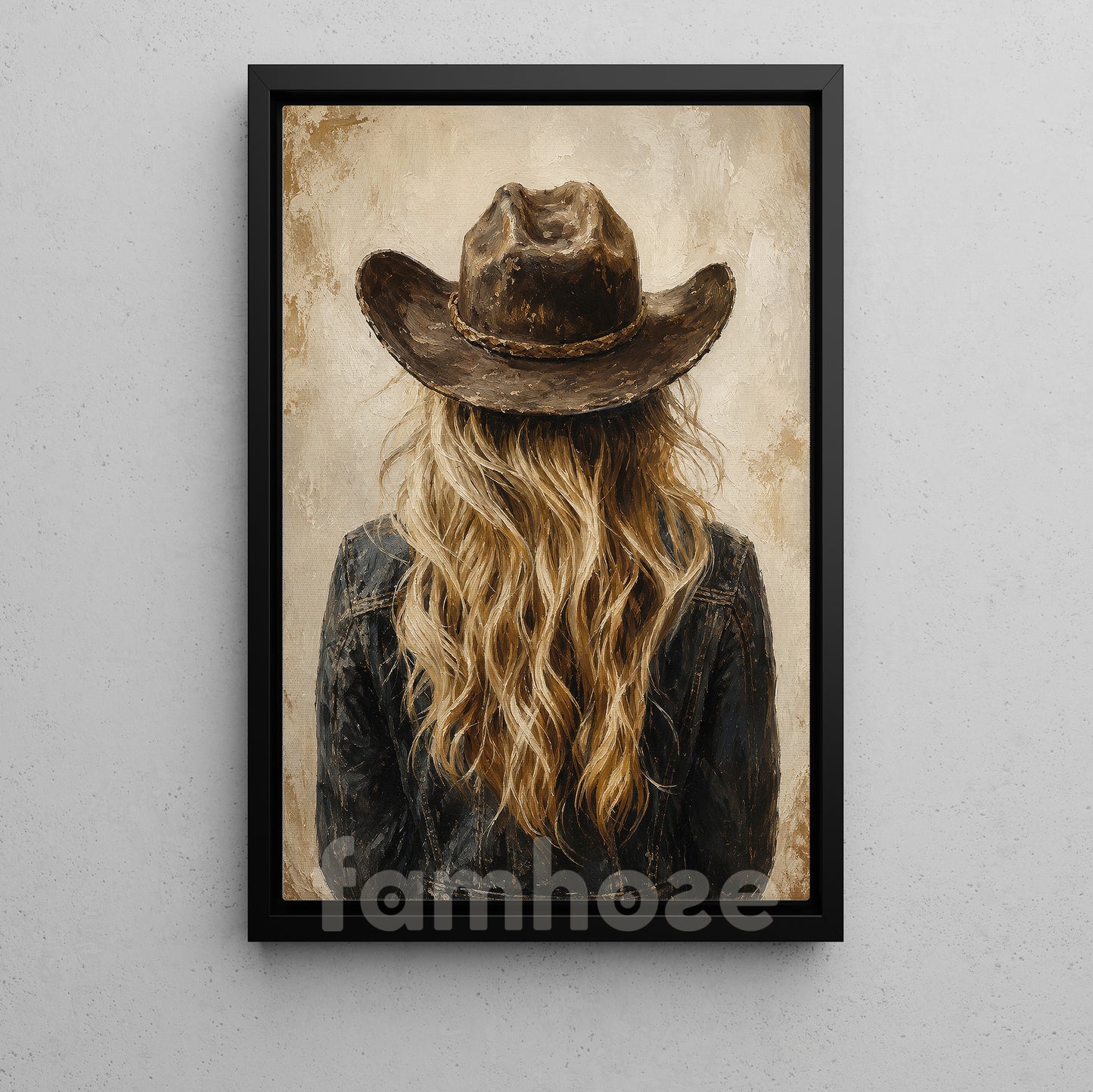Western Cowgirl Portrait Canvas Painting, Rustic Cowgirl Wall Art Decor, Poster Gift For Cowgirls