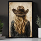 Western Cowgirl Portrait Canvas Painting, Rustic Cowgirl Wall Art Decor, Poster Gift For Cowgirls