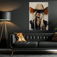 Western Cowgirl Portrait Canvas Painting, Blonde Cowboy Hat Woman Wall Art Decor, Poster Gift For Cowgirls