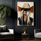 Western Cowgirl Portrait Canvas Painting, Blonde Cowboy Hat Woman Wall Art Decor, Poster Gift For Cowgirls