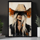 Western Cowgirl Portrait Canvas Painting, Blonde Cowboy Hat Woman Wall Art Decor, Poster Gift For Cowgirls
