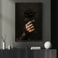 Halloween Witch Hand Canvas Painting, Black Rose Wall Art Decor, Spooky Season Poster Gift