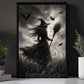Halloween Gothic Witch Canvas Painting, Raven Witch Wall Art Decor, Spooky Season Poster Gift For Witch Lover