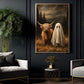Halloween Highland Cow And Ghost Canvas Painting, The Moo And The Boo Wall Art Decor, Spooky Season Poster Gift For Cow Lover