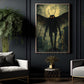 Halloween Mothman Canvas Painting, Red Eyes Cryptid Wall Art Decor, Spooky Season Poster Gift For Mothman Lover