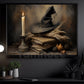 Halloween Witch Hat Canvas Painting, The Witch’s Study Spooky Season Wall Art Decor, Halloween Poster Gift For Witch Lover