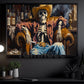 Halloween Cowboy Skeleton Canvas Painting, Western Dead Man’s Saloon Spooky Season Wall Art Decor, Halloween Poster Gift For Cowboys, Skeleton Lover