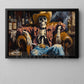 Halloween Cowboy Skeleton Canvas Painting, Western Dead Man’s Saloon Spooky Season Wall Art Decor, Halloween Poster Gift For Cowboys, Skeleton Lover
