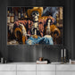 Halloween Cowboy Skeleton Canvas Painting, Western Dead Man’s Saloon Spooky Season Wall Art Decor, Halloween Poster Gift For Cowboys, Skeleton Lover