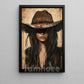 Western Cowgirl Portrait Canvas Painting, Rustic Cowboy Hat Woman Wall Art Decor, Poster Gift For Cowgirls