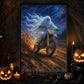 Halloween Ghost Motocross Canvas Painting, Ride Beyond the Grave Wall Art Decor, Spooky Season Poster Gift For Dirt Bike Lover