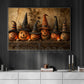 Halloween Pumpkins Canvas Painting, Witch Hat Jack O Lantern Spooky Season Wall Art Decor, Halloween Poster Gift For Pumpkins Lover