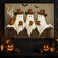 Halloween Cowboy Ghost Canvas Painting, Coffee, Cowboys & Boo’s Cute Wall Art Decor, Spooky Season Poster Gift For Cowboys