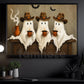 Halloween Cowboy Ghost Canvas Painting, Coffee, Cowboys & Boo’s Cute Wall Art Decor, Spooky Season Poster Gift For Cowboys