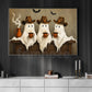 Halloween Cowboy Ghost Canvas Painting, Coffee, Cowboys & Boo’s Cute Wall Art Decor, Spooky Season Poster Gift For Cowboys