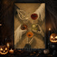 Halloween Ghost And Skeleton Drinking Canvas Painting, One More Drink Before We Haunt Wall Art Decor, Spooky Season Poster Gift For Cocktail Lover