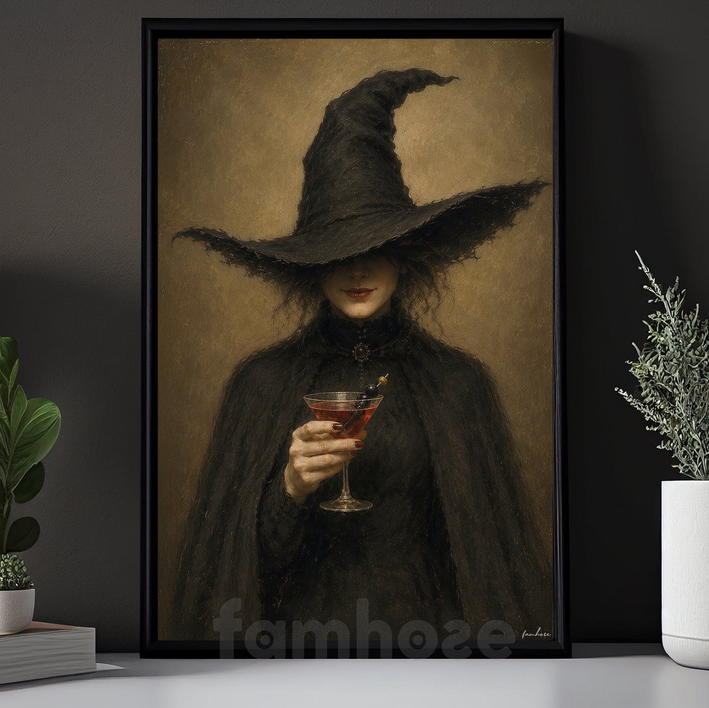 Halloween Witch Drinking Wine Canvas Painting, Witch Please, I’m Drinking Wall Art Decor, Spooky Season Poster Gift For Witch Lover
