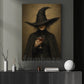 Halloween Witch Drinking Wine Canvas Painting, Witch Please, I’m Drinking Wall Art Decor, Spooky Season Poster Gift For Witch Lover