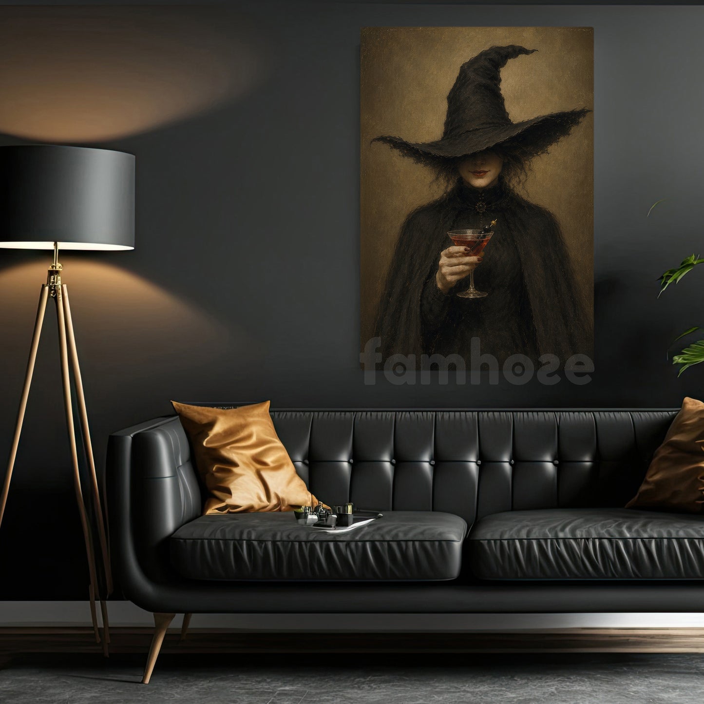Halloween Witch Drinking Wine Canvas Painting, Witch Please, I’m Drinking Wall Art Decor, Spooky Season Poster Gift For Witch Lover