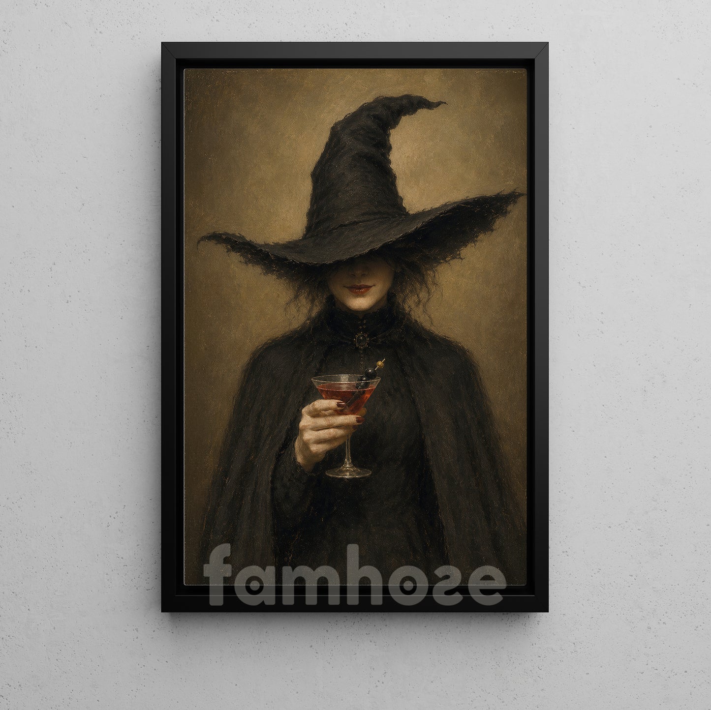 Halloween Witch Drinking Wine Canvas Painting, Witch Please, I’m Drinking Wall Art Decor, Spooky Season Poster Gift For Witch Lover