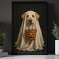 Halloween Labrador Dog Ghost Canvas Painting, Trick or Treat Wall Art Decor, Spooky Season Poster Gift For Dog Lover