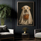 Halloween Labrador Dog Ghost Canvas Painting, Trick or Treat Wall Art Decor, Spooky Season Poster Gift For Dog Lover