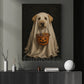 Halloween Labrador Dog Ghost Canvas Painting, Trick or Treat Wall Art Decor, Spooky Season Poster Gift For Dog Lover