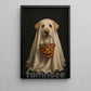 Halloween Labrador Dog Ghost Canvas Painting, Trick or Treat Wall Art Decor, Spooky Season Poster Gift For Dog Lover