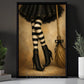 Halloween Witch Legs Canvas Painting, Black And White Striped Stockings Wall Art Decor, Spooky Season Poster Gift For Witch Lover
