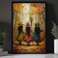 Halloween Three Cowgirl Witches Canvas Painting, Boots, Brooms & Besties Wall Art Decor, Fall Spooky Season Poster Gift For Cowgirls, Witch Lover