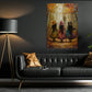 Halloween Three Cowgirl Witches Canvas Painting, Boots, Brooms & Besties Wall Art Decor, Fall Spooky Season Poster Gift For Cowgirls, Witch Lover